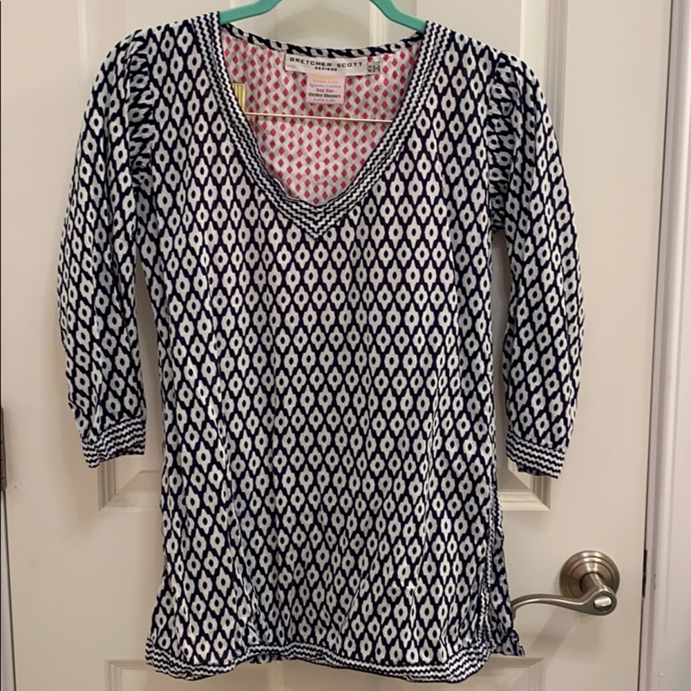 Gretchen Scott Blue and White Swimsuit Coverup